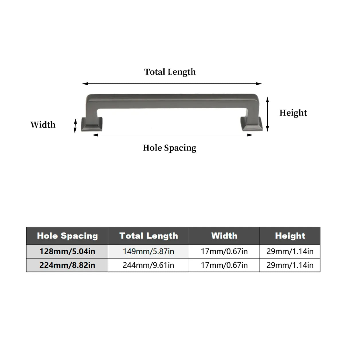 128mm 224mm Wardrobe Cabinet Door Handle Modern Simple Drawer Pull Furniture - Grey-128mm