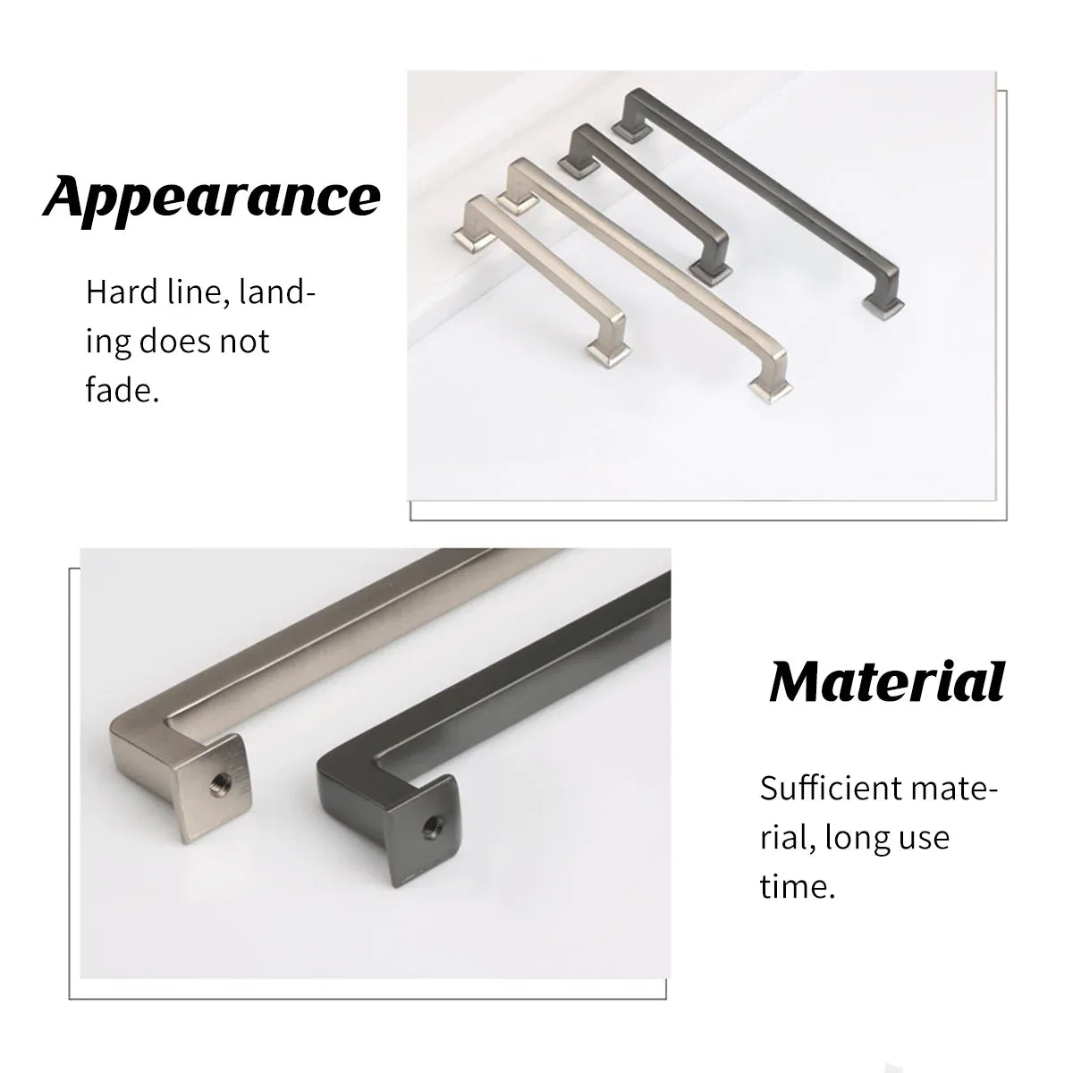 128mm 224mm Wardrobe Cabinet Door Handle Modern Simple Drawer Pull Furniture - Grey-128mm