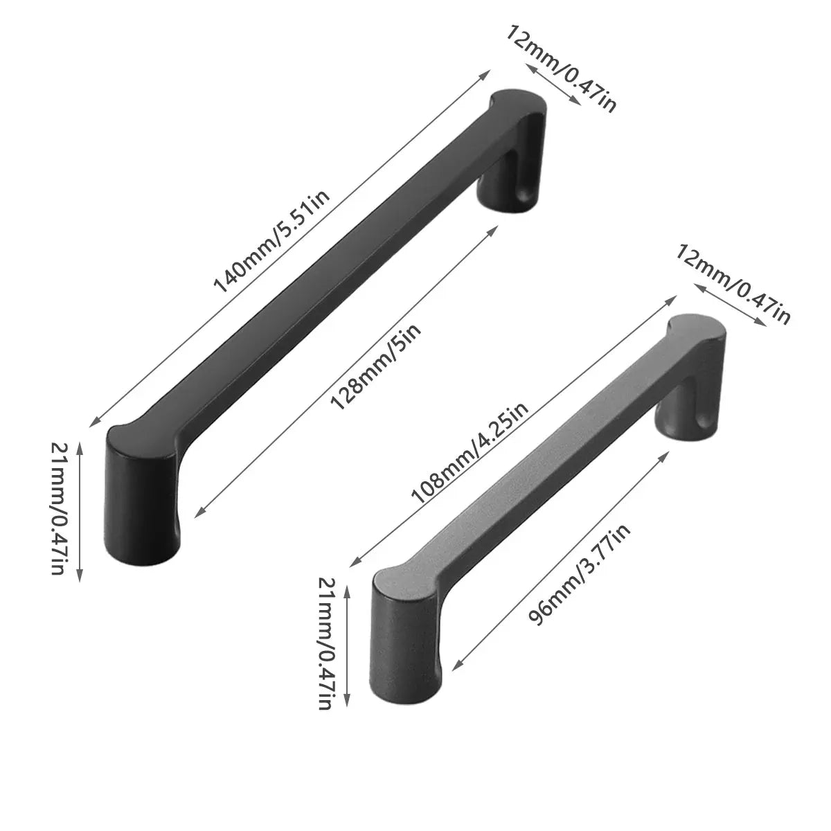 Modern Simple Cabinet Door Handle 96mm 128mm Long Pull for Kitchen Furniture - Grey - 96mm