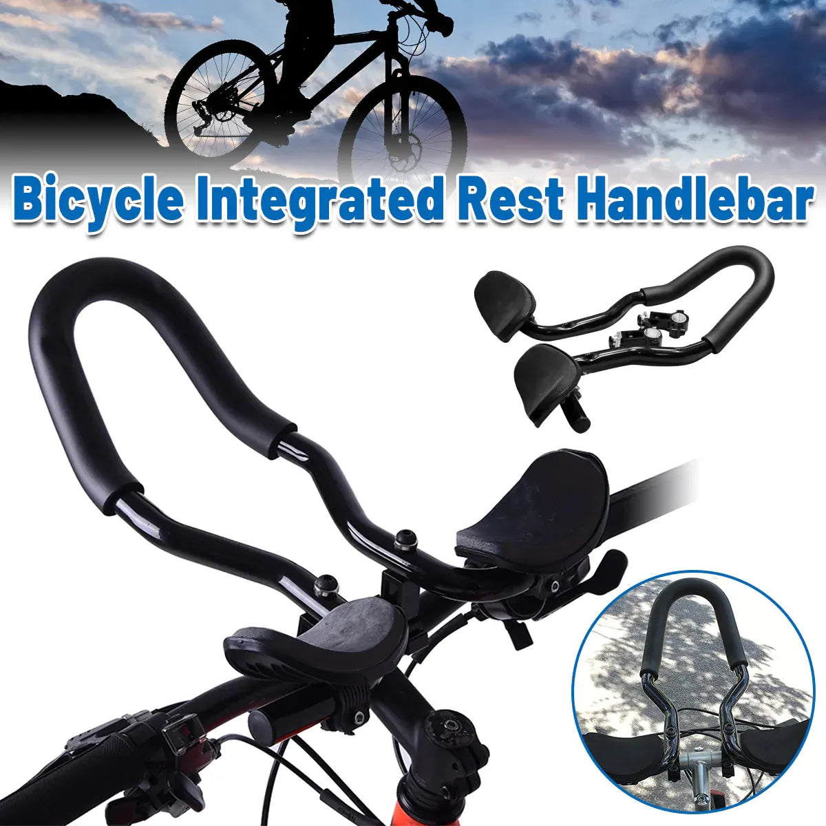 Aluminum Alloy TT Handlebar Integrated Rest Bar for Mountain Road Bike Cycling