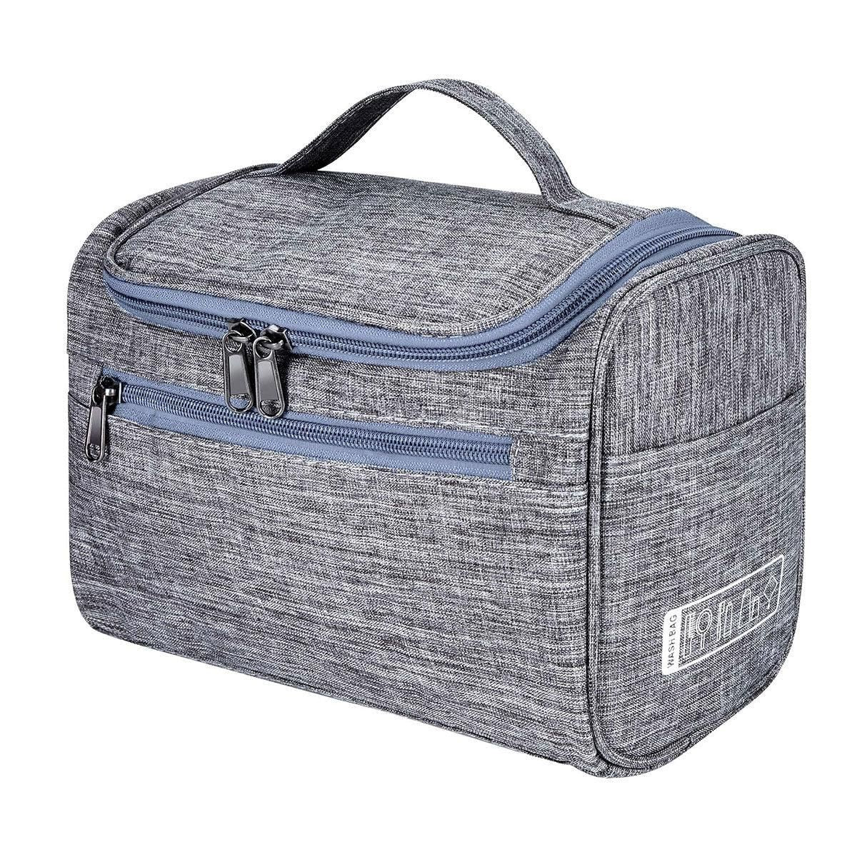 Womens Cosmetic Bag Make Up Case Travel Toiletry Wash Organiser Vanity Nail Box - Grey