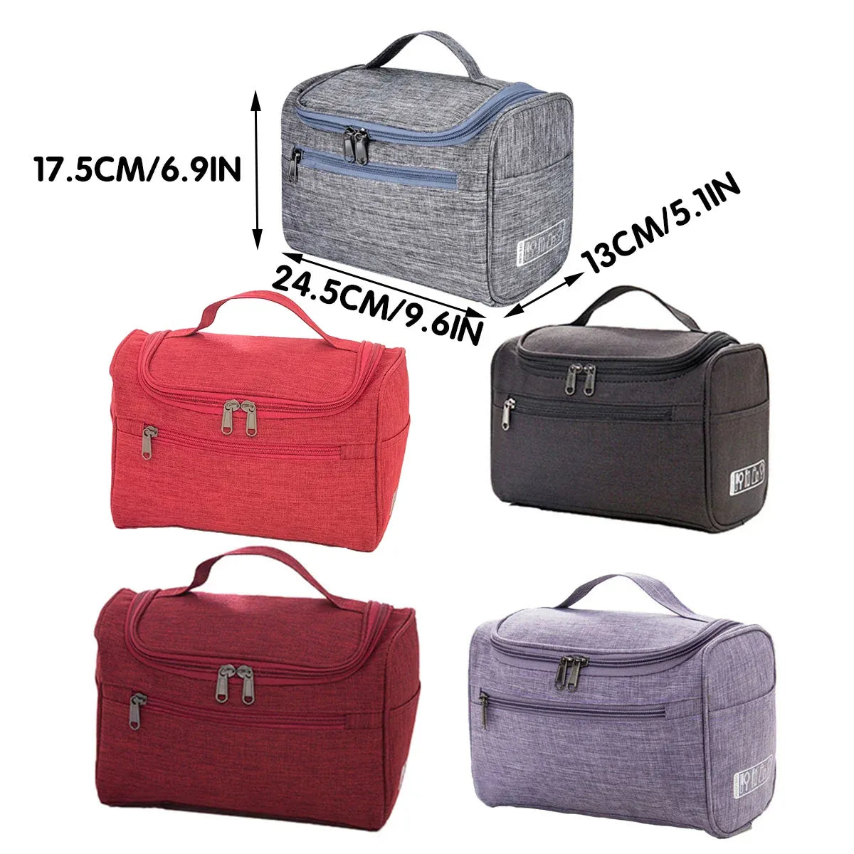 Womens Cosmetic Bag Make Up Case Travel Toiletry Wash Organiser Vanity Nail Box - Rose Red