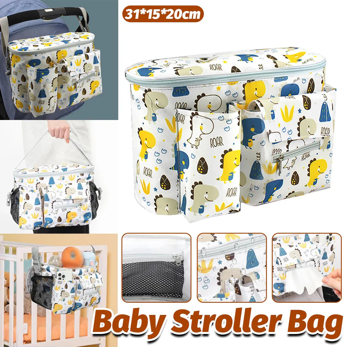 Stroller Hanging Bag Multi-Functional Mommy Bag Large Capacity Durable