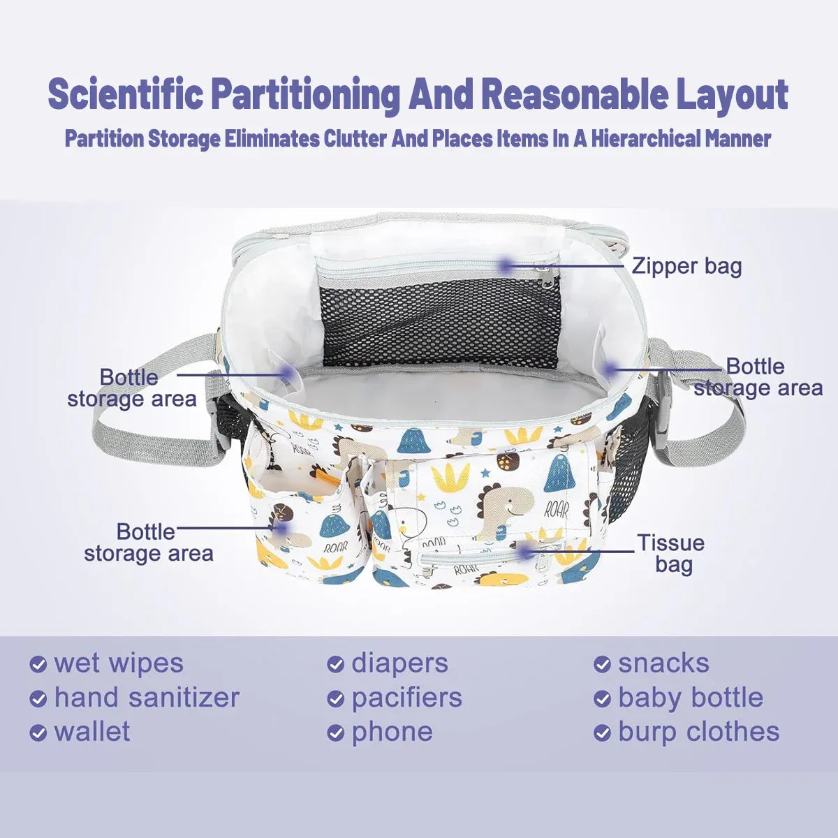 Stroller Hanging Bag Multi-Functional Mommy Bag Large Capacity Durable