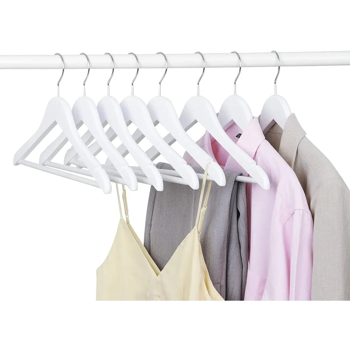 10PCS Wooden Suit Hangers - Clothes Coats Jackets Dress Pants Shirts Skirts
