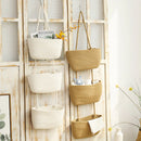 3 Layer Wall Mounted Storage Basket Hanging Organizer Rack for Household Items - Brown