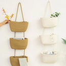 3 Layer Wall Mounted Storage Basket Hanging Organizer Rack for Household Items - Brown