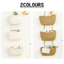 3 Layer Wall Mounted Storage Basket Hanging Organizer Rack for Household Items - White