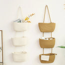 3 Layer Wall Mounted Storage Basket Hanging Organizer Rack for Household Items - White