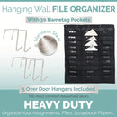 Wall Mounted File Organizer Hanging Bag 30 Pockets Oxford Cloth Document Storage