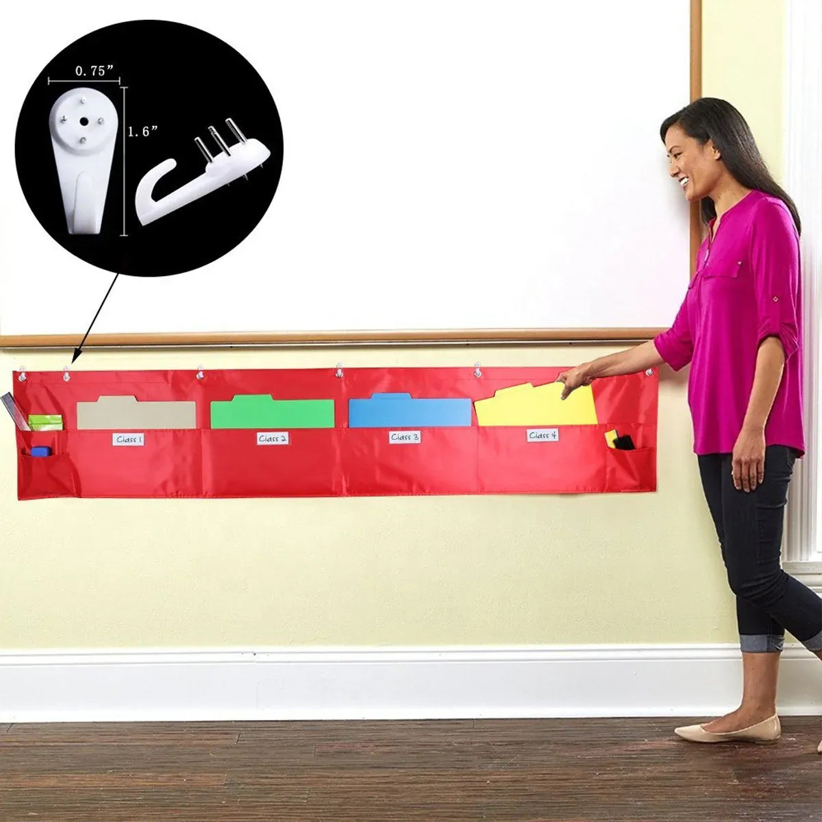Classroom Whiteboard File Storage Hanging Bag Wall-Mounted Multi Pocket Durable