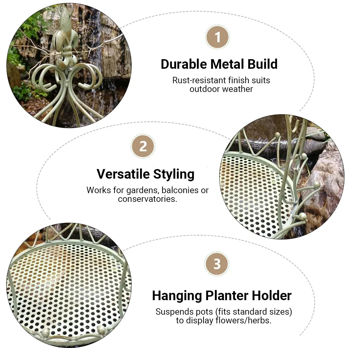 Iron Hanging Vintage Distressed Flower Basket for Garden Wall Patio Plant Use