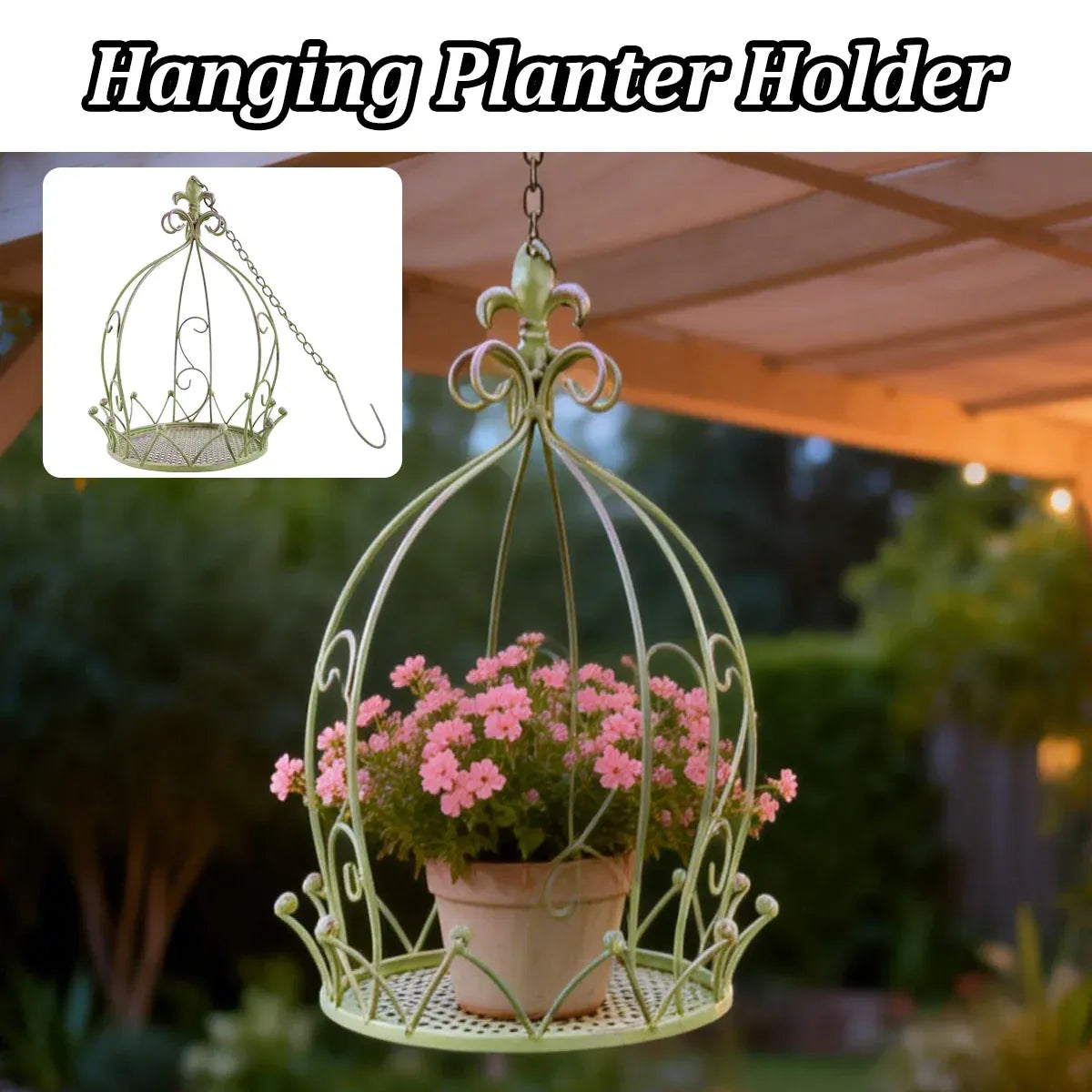 Iron Hanging Vintage Distressed Flower Basket for Garden Wall Patio Plant Use