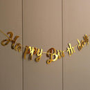 Happy Birthday Party Banner Decorations in Rose Gold Silver or Gold Bunting Garland - Gold