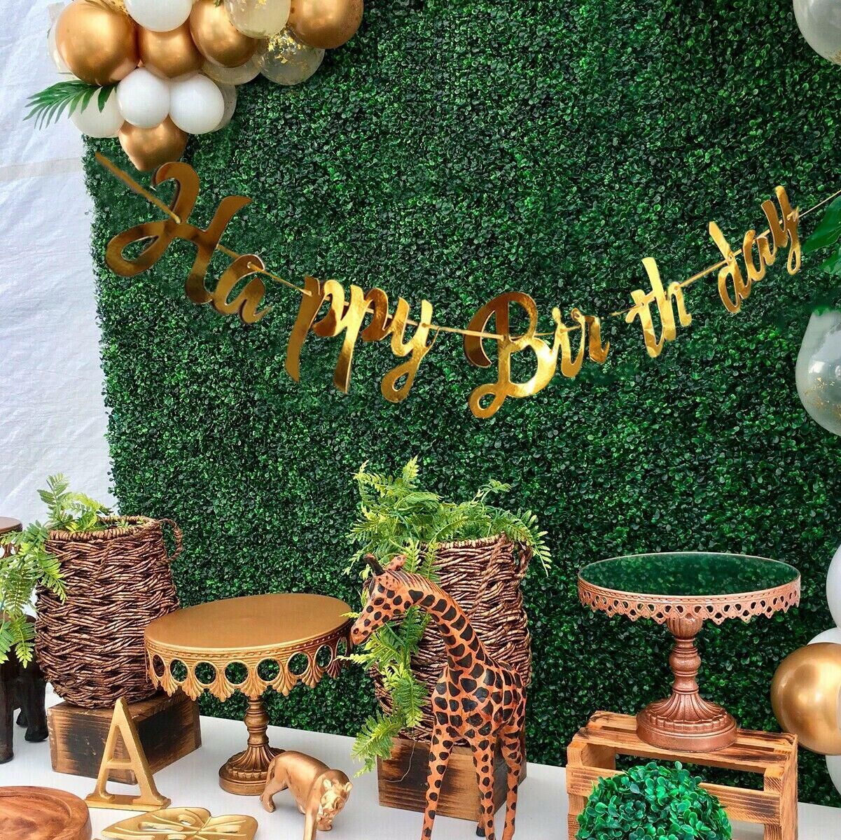 Happy Birthday Party Banner Decorations in Rose Gold Silver or Gold Bunting Garland - Gold