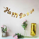 Happy Birthday Party Banner Decorations in Rose Gold Silver or Gold Bunting Garland - Gold