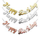 Happy Birthday Party Banner Decorations in Rose Gold Silver or Gold Bunting Garland - Rose Gold