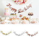 Happy Birthday Party Banner Decorations in Rose Gold Silver or Gold Bunting Garland - Rose Gold