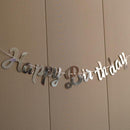 Happy Birthday Party Banner Decorations in Rose Gold Silver or Gold Bunting Garland - Silver