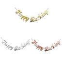 Happy Birthday Party Banner Decorations in Rose Gold Silver or Gold Bunting Garland - Silver