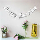 Happy Birthday Party Banner Decorations in Rose Gold Silver or Gold Bunting Garland - Silver