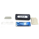 Harmonica 10 Holes Key Of C Blue Blues Harp Stainless Steel Brass - Gold