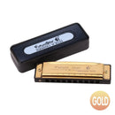 Harmonica 10 Holes Key Of C Blue Blues Harp Stainless Steel Brass - Gold