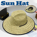Handmade Braided Wide Brim Summer Straw Jazz Hat Beach Sun Protection Outdoor