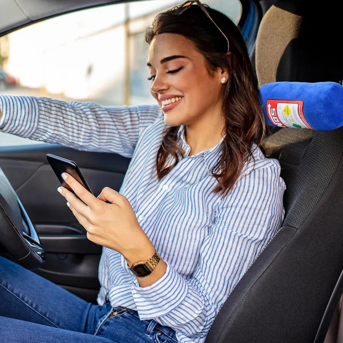 Car Neck Pillow Headrest Cushion Lumbar Support Throw Pillow For Seat Driving - Headrest