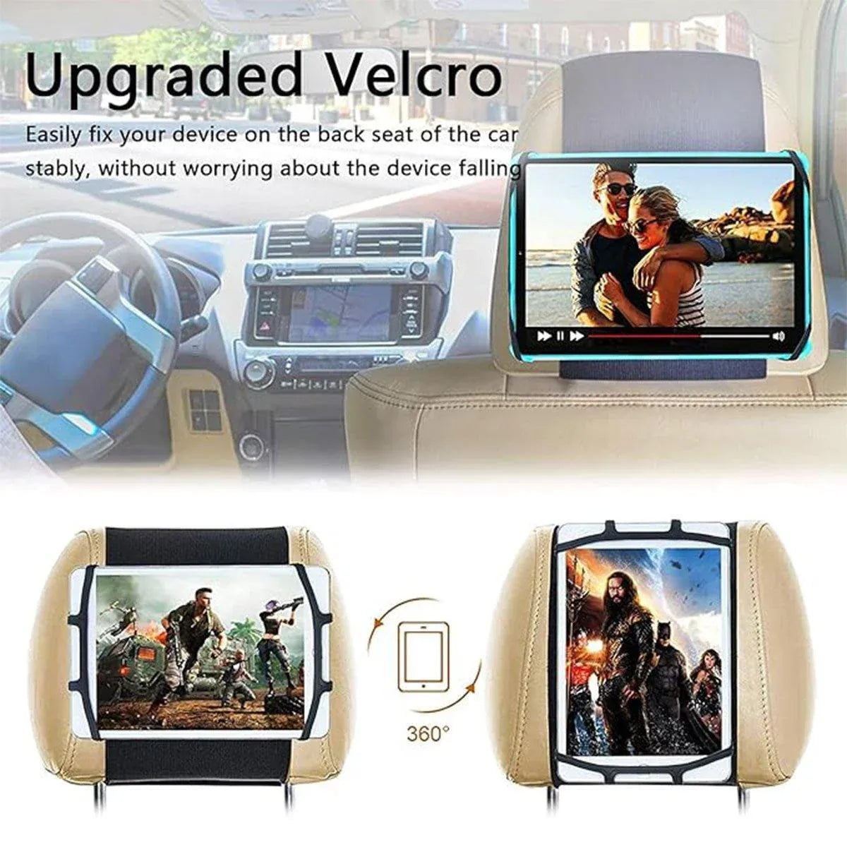 Rotating Car Headrest Tablet Holder Rear Seat Mount for iPad and Tablets