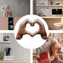 1-Piece Brown Heart-Hand Decorative Figurine, 18.5 cm