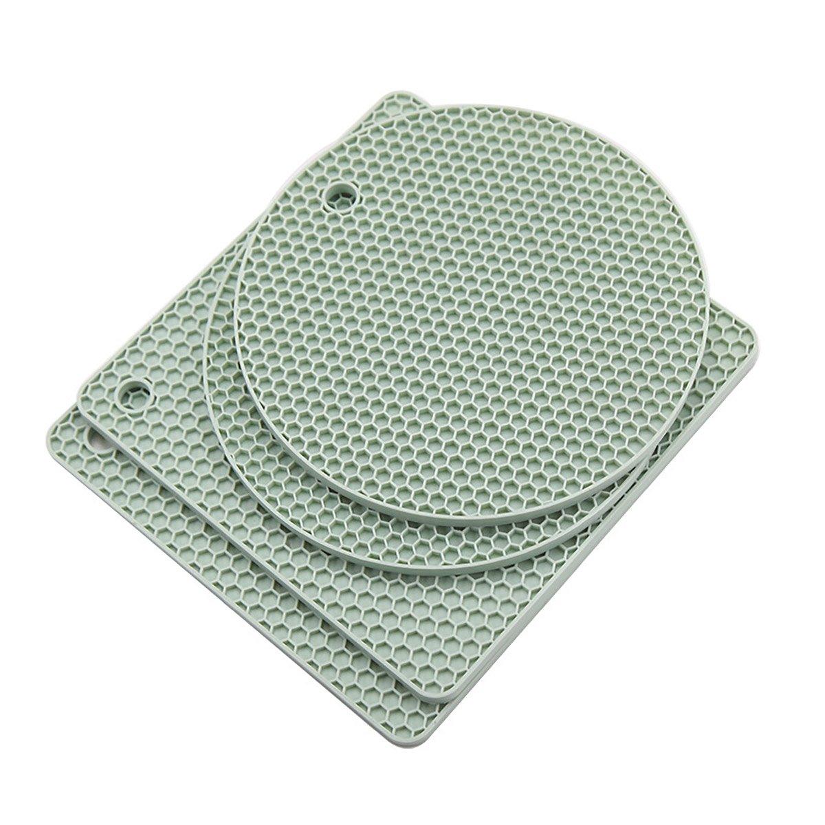 4pcs Silicone Honeycomb Heat Resistant Mats Table Cup Pot Coasters Home Kitchen - Red