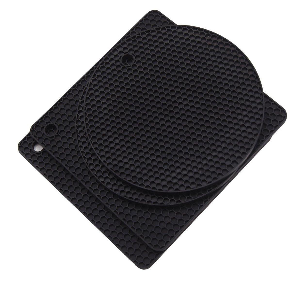 4pcs Silicone Honeycomb Heat Resistant Mats Table Cup Pot Coasters Home Kitchen - Red