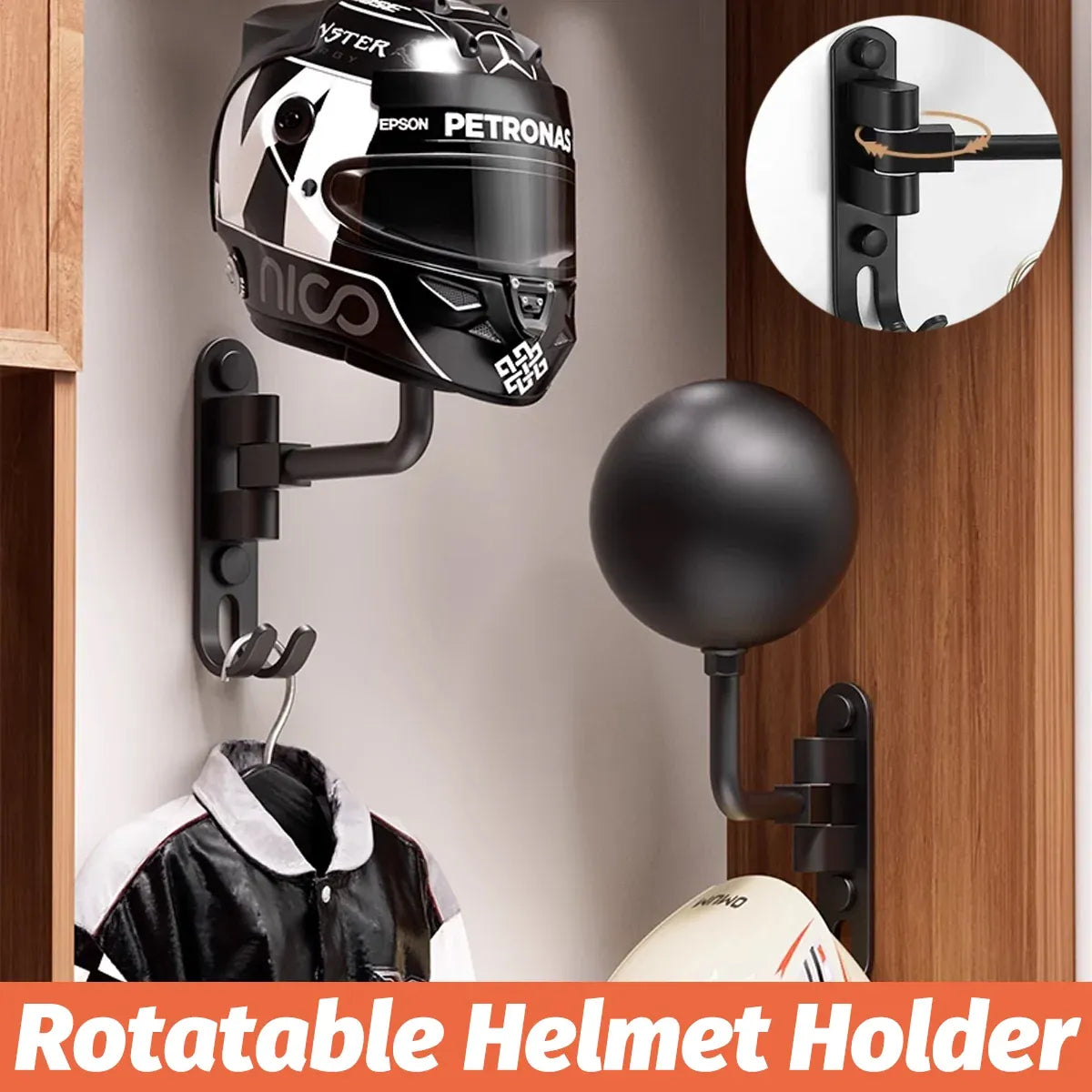 Motorcycle Bicycle Helmet Rack Holder Hat Display Stand Wall Mount Hook Hanger