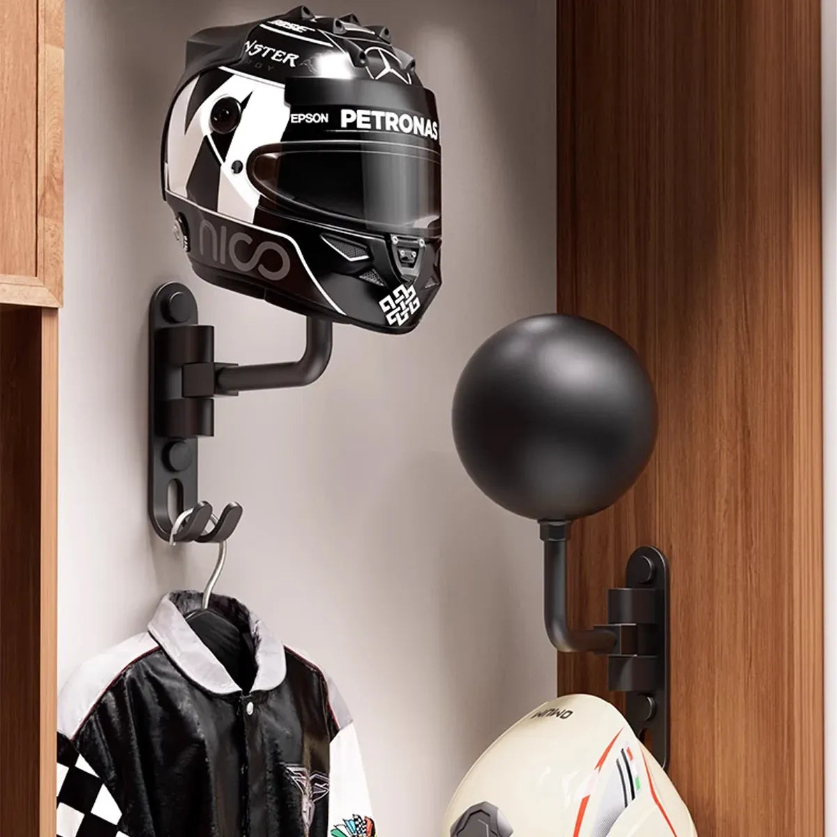 Motorcycle Bicycle Helmet Rack Holder Hat Display Stand Wall Mount Hook Hanger