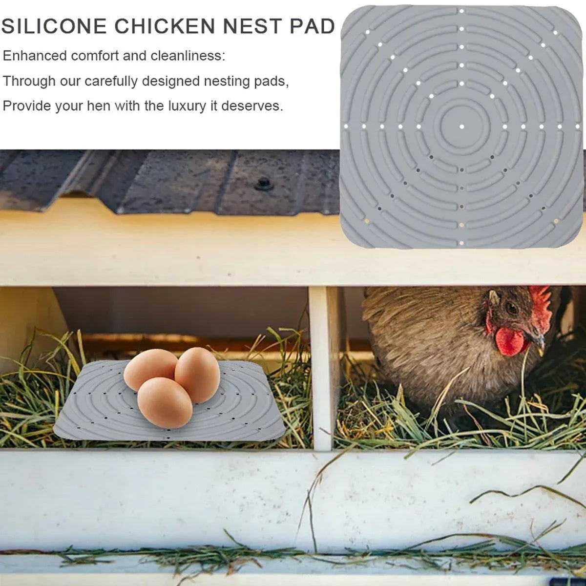 Washable Silicone Nesting Box Bedding Reusable Under Bedding for Chicken Coop - Black-2PCS