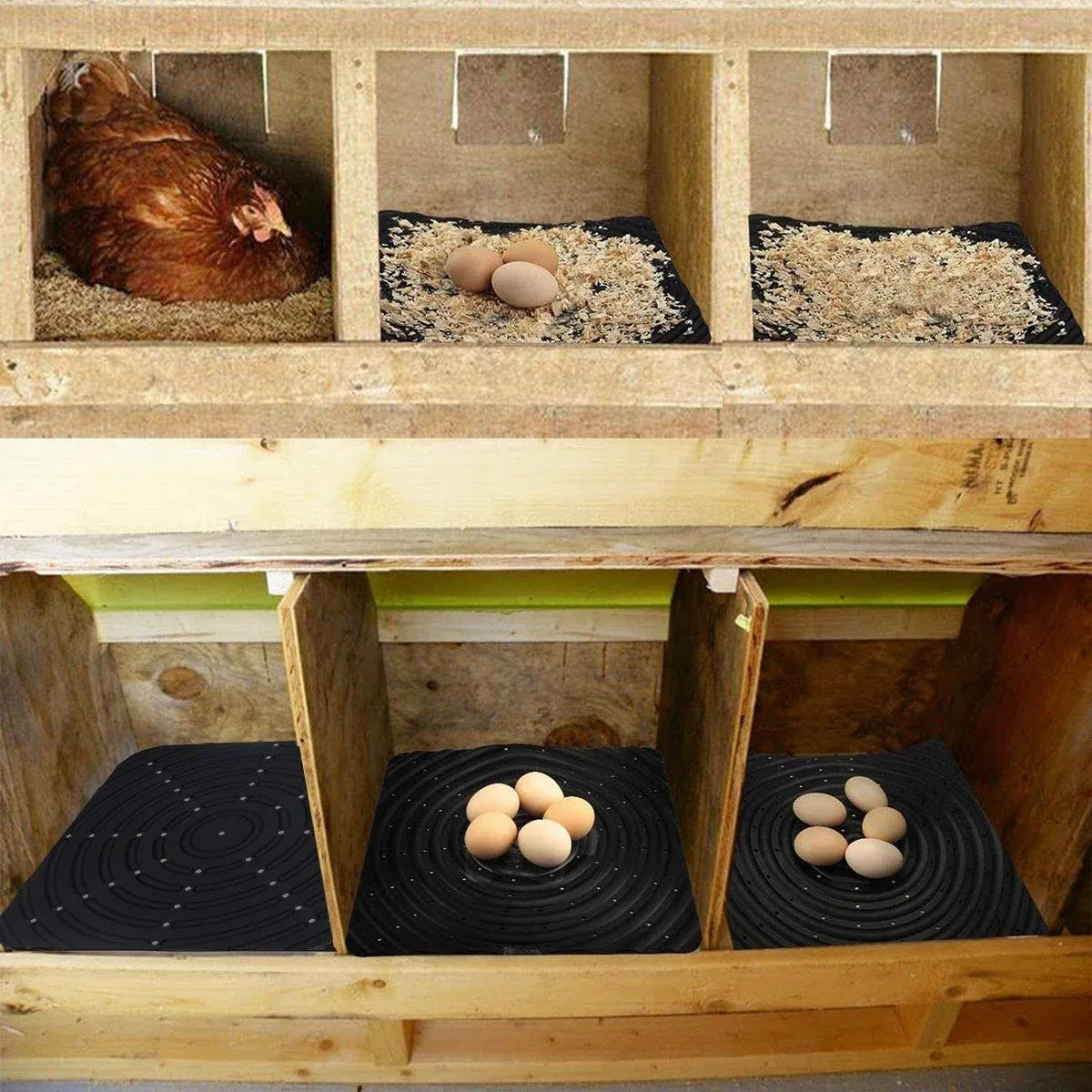 Washable Silicone Nesting Box Bedding Reusable Under Bedding for Chicken Coop - Black-2PCS