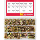 240pcs 8.8 Grade Carbon Steel Flange Hex Bolt Nut Kit M5 M6 M8 with Case