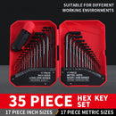 35Pcs L-Shaped Hex Key Wrench Set Allen Key Tool Kit For Home Car Repair Use