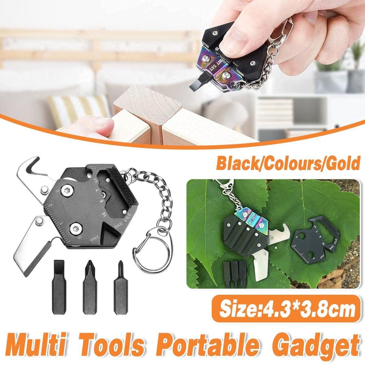 Multifunctional Hexagon Pocket Knife Outdoor Mini Tool Survival EDC Gear Kit - Black