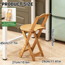 Foldable Bamboo Bar Stool with Backrest Space-Saving Lightweight Design