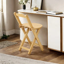 Foldable Bamboo Bar Stool with Backrest Space-Saving Lightweight Design