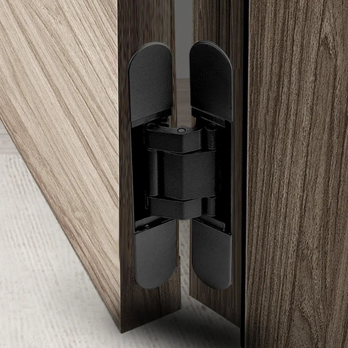 Hidden Invisible Door Hinge Concealed 3D Hinge Heavy Duty for Doors and Cabinets - Black