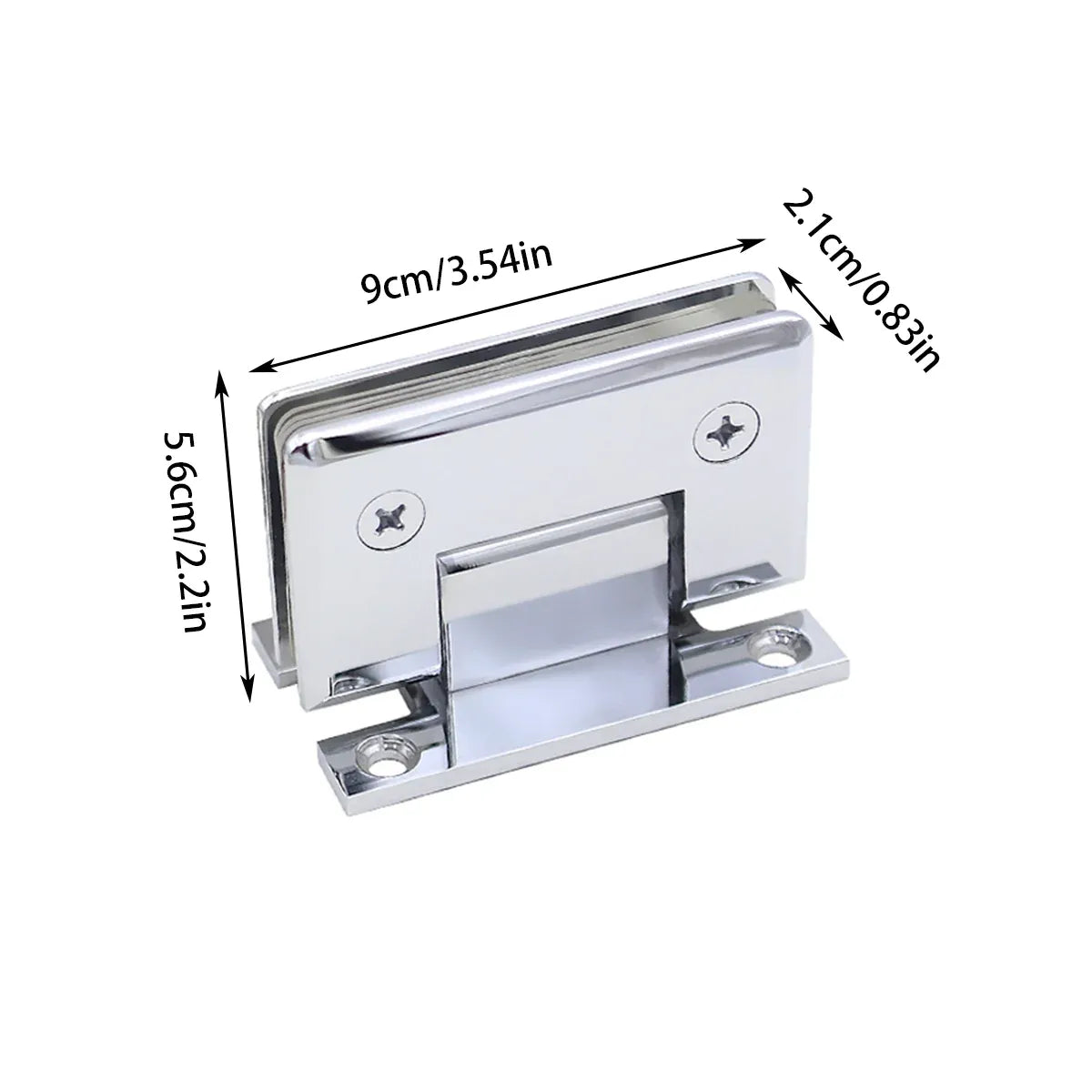 H Shaped 90 Degree Glass Clamp Double Opening Bevel Edge Bathroom Shower Clip - Chrome