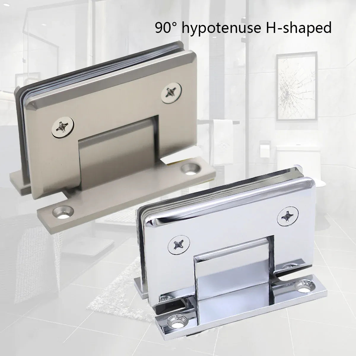 H Shaped 90 Degree Glass Clamp Double Opening Bevel Edge Bathroom Shower Clip - Chrome