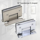 H Shaped 90 Degree Glass Clamp Double Opening Bevel Edge Bathroom Shower Clip - Chrome