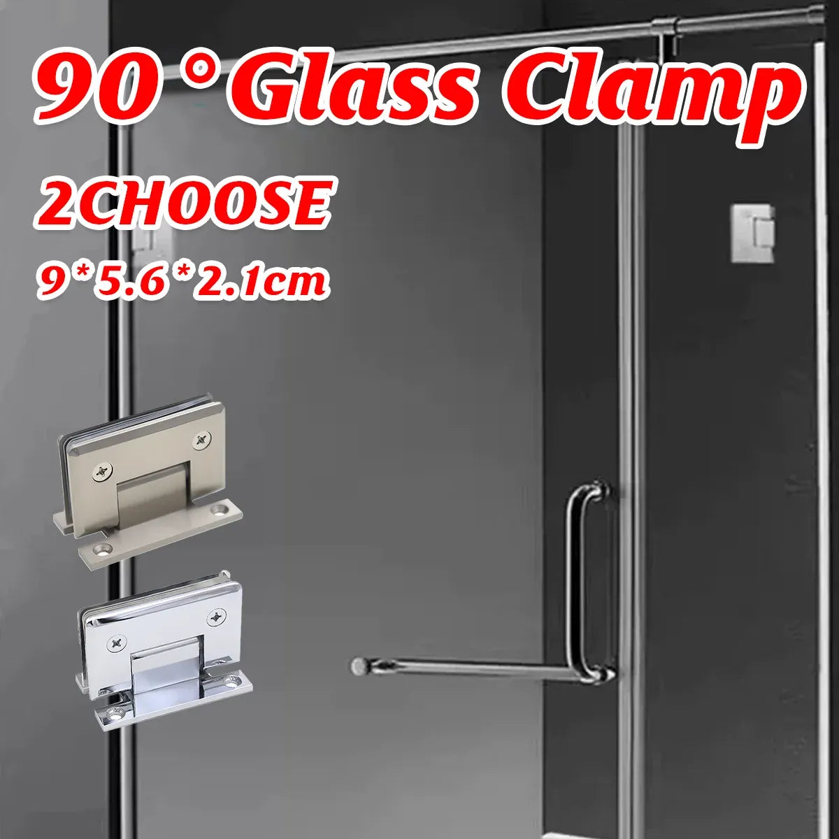 H Shaped 90 Degree Glass Clamp Double Opening Bevel Edge Bathroom Shower Clip - Chrome