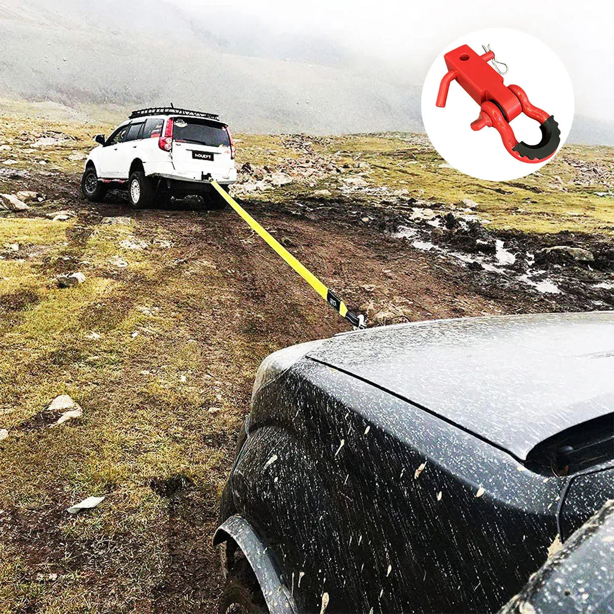 Red Trailer Arm Off Road Rescue Tow Hook Heavy Duty Steel for SUV Road Vehicle