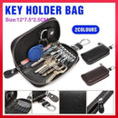 Key Holder Bag Leather Case Ring Wallet Car Unisex Pouch Keychains Black Coffee - Black