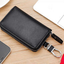 Key Holder Bag Leather Case Ring Wallet Car Unisex Pouch Keychains Black Coffee - Black